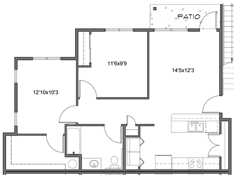 a floor plan of a small house with a bedroom and a living room